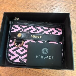 Versace la Greca leather monogram pouch